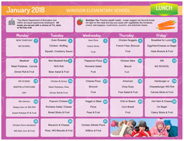 January Lunch Menu
