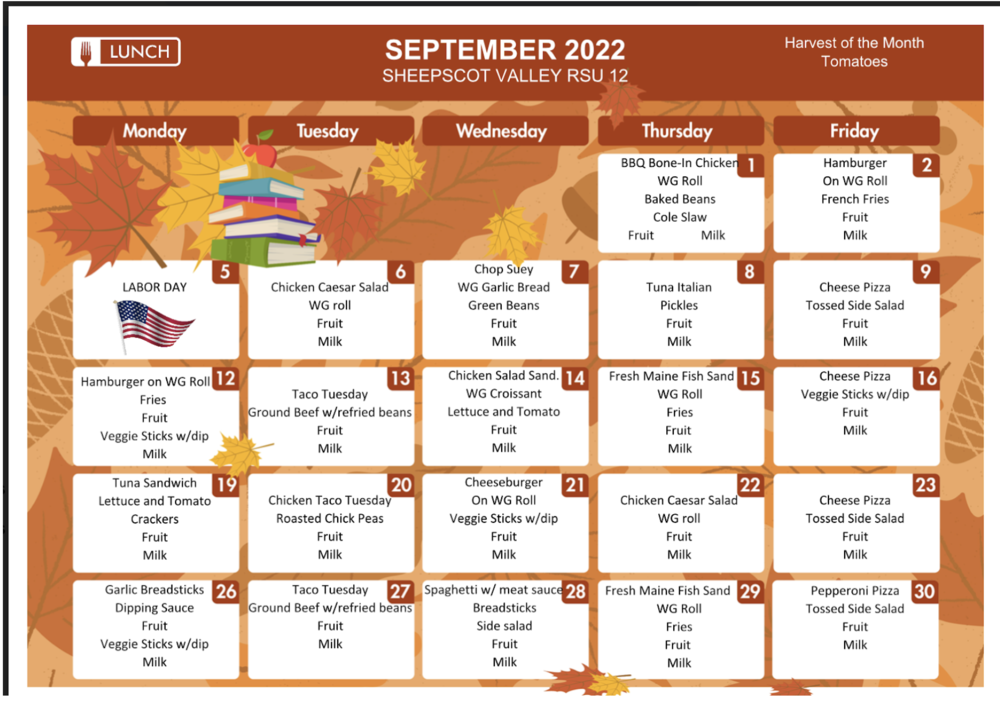September Lunch Menu Windsor Elementary School September Lunch Menu Windsor Elementary School