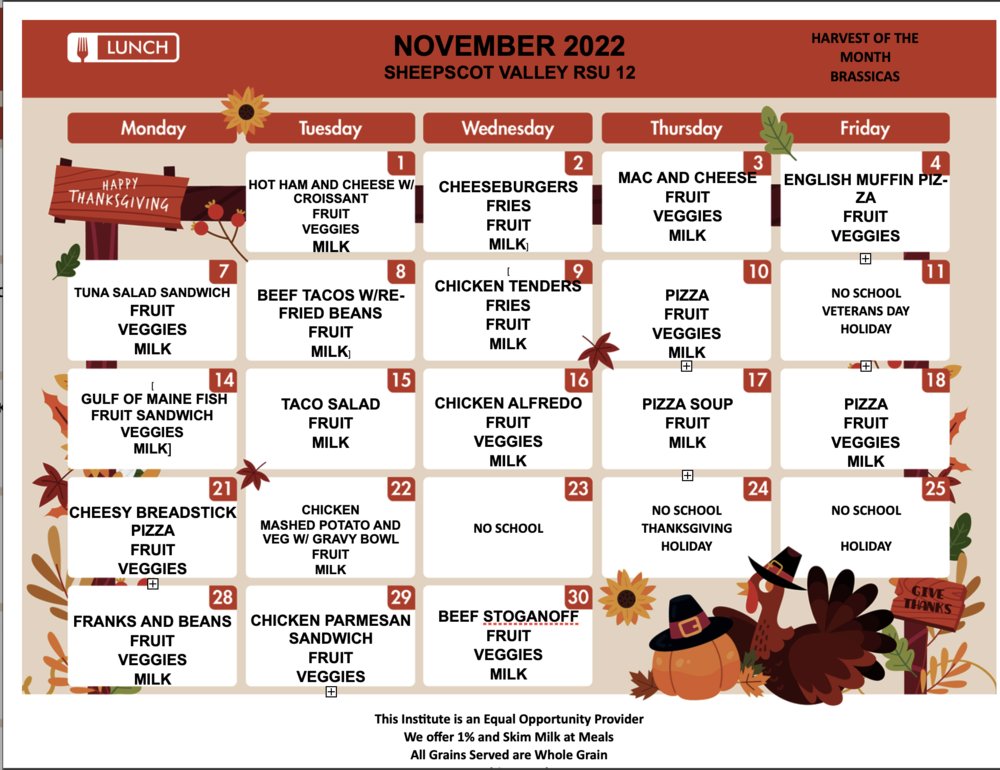 November Lunch Menu Windsor Elementary School November Lunch Menu Windsor Elementary School